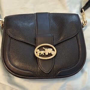 Coach Black Crossbody Bag with Gold Emblem